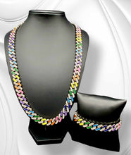 Load image into Gallery viewer, "Intense" Necklace and Bracelet Multi color Stainless Steel Jewelry set