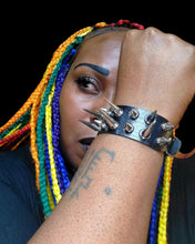 Load image into Gallery viewer, "Whip It" Black Leather Necklace and Bracelet Jewelry Set