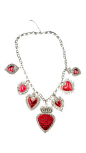 Load image into Gallery viewer, "Queen of Hearts" Red and Silver Tone Necklace and Bracelet Jewelry Set