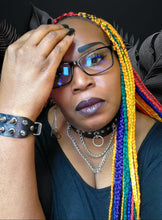 Load image into Gallery viewer, "Whip It" Black Leather Necklace and Bracelet Jewelry Set