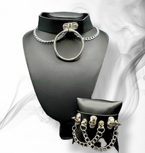 Load image into Gallery viewer, "Chained Up" Black Leather Jewelry Set
