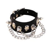 Load image into Gallery viewer, "Chained Up" Black Leather Jewelry Set