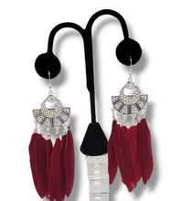 Load image into Gallery viewer, "Paradise Red" Feather Earrings