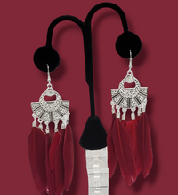 Load image into Gallery viewer, "Paradise Red" Feather Earrings