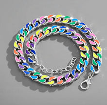 Load image into Gallery viewer, "Vivid Link" Necklace (Two sizes to choose from) Stainless Steel Multi color Necklace