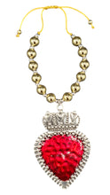 Load image into Gallery viewer, "Queen of Hearts" Red and Silver Tone Necklace and Bracelet Jewelry Set