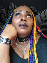 Load image into Gallery viewer, "Whip It" Black Leather Necklace and Bracelet Jewelry Set