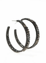 Load image into Gallery viewer, GLITZY By Association Black Hoop Earrings