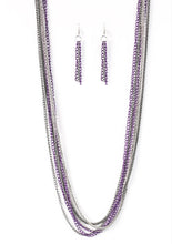 Load image into Gallery viewer, Colorful Calamity Purple and Silver Necklace and Earrings