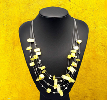 Load image into Gallery viewer, Prismatic Pebbles Yellow Necklace and Earrings