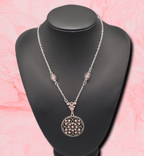 Load image into Gallery viewer, TIMELESS Traveler Pink and Silver Necklace and Earrings