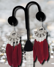 Load image into Gallery viewer, "Paradise Red" Feather Earrings
