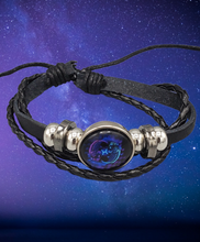Load image into Gallery viewer, Cycle of the Stars Black Men's/Unisex Bracelet (Choose from 12 zodiac signs)