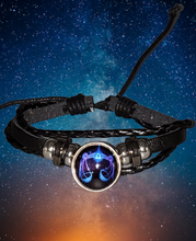 Load image into Gallery viewer, Cycle of the Stars Black Men's/Unisex Bracelet (Choose from 12 zodiac signs)