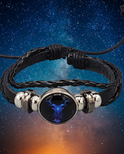 Load image into Gallery viewer, Cycle of the Stars Black Men's/Unisex Bracelet (Choose from 12 zodiac signs)