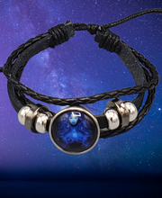 Load image into Gallery viewer, Cycle of the Stars Black Men's/Unisex Bracelet (Choose from 12 zodiac signs)