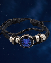 Load image into Gallery viewer, Cycle of the Stars Black Men's/Unisex Bracelet (Choose from 12 zodiac signs)