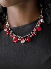 Load image into Gallery viewer, Flirtatiously Florida Red and Silver Necklace and Earrings