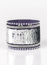 Load image into Gallery viewer, MERMAIDS Have More Fun Navy Blue/Silver Sequin Wrap Bracelet