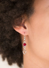 Load image into Gallery viewer, Valentines Day Drama Silver and Red Bling Necklace and Earrings
