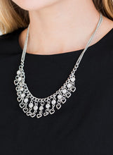 Load image into Gallery viewer, Valentines Day Drama Silver and Bling Necklace and Earrings
