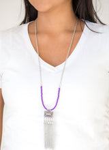 Load image into Gallery viewer, Mayan Masquerade Purple and Silver Necklace and Earrings