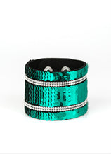 Load image into Gallery viewer, MERMAID Service Green/Silver Sequin Wrap Bracelet