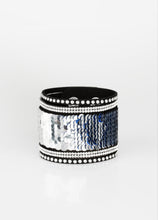 Load image into Gallery viewer, MERMAIDS Have More Fun Royal Blue/Silver Sequin Wrap Bracelet