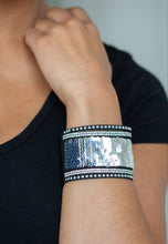 Load image into Gallery viewer, MERMAIDS Have More Fun Royal Blue/Silver Sequin Wrap Bracelet