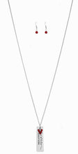 Load image into Gallery viewer, Because Of The Brave Red and Silver Necklace and Earrings