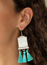 Load image into Gallery viewer, Tassel Retreat Blue and White Marble Earrings