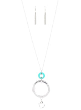 Load image into Gallery viewer, Optical Illusion Turquoise and Silver Lanyard and Earrings
