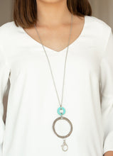 Load image into Gallery viewer, Optical Illusion Turquoise and Silver Lanyard and Earrings