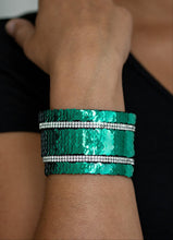Load image into Gallery viewer, MERMAID Service Green/Silver Sequin Wrap Bracelet