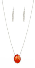 Load image into Gallery viewer, Intensely Illuminated Orange and Silver Necklace and Earrings