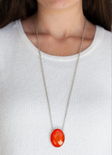 Load image into Gallery viewer, Intensely Illuminated Orange and Silver Necklace and Earrings