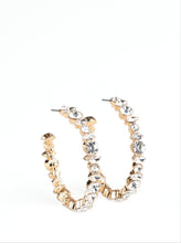 Load image into Gallery viewer, Can I Have Your Attention? Gold and Bling Hoop Earrings