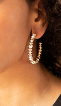 Load image into Gallery viewer, Can I Have Your Attention? Gold and Bling Hoop Earrings