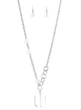 Load image into Gallery viewer, Never a Dull Moment White Necklace and Earrings