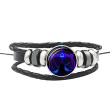 Load image into Gallery viewer, Cycle of the Stars Black Men's/Unisex Bracelet (Choose from 12 zodiac signs)