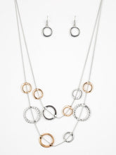 Load image into Gallery viewer, Ageless Aesthetics Silver and Gold Necklace and Earrings