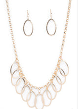 Load image into Gallery viewer, Double OVAL-time Gold Necklace and Earrings