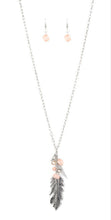 Load image into Gallery viewer, Feather Flair Pink Necklace and Earrings