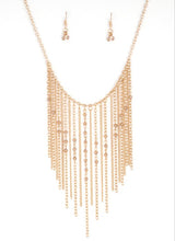 Load image into Gallery viewer, First Class Fringe Gold Necklace and Earrings