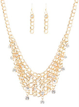 Load image into Gallery viewer, Fishing for Compliments Gold and Bling Necklace and Earrings