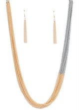 Load image into Gallery viewer, Metallic Merger Two Tone Necklace and Earrings