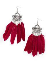 Load image into Gallery viewer, "Paradise Red" Feather Earrings