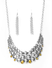 Load image into Gallery viewer, Powerhouse Party Silver and Yellow Necklace and Earrings