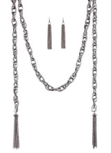 Load image into Gallery viewer, SCARFed for Attention Black (Gunmetal) Necklace and Earrings