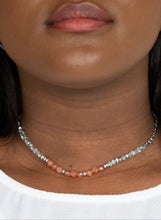 Load image into Gallery viewer, Space Odyssey Orange and Silver Choker Necklace and Earrings